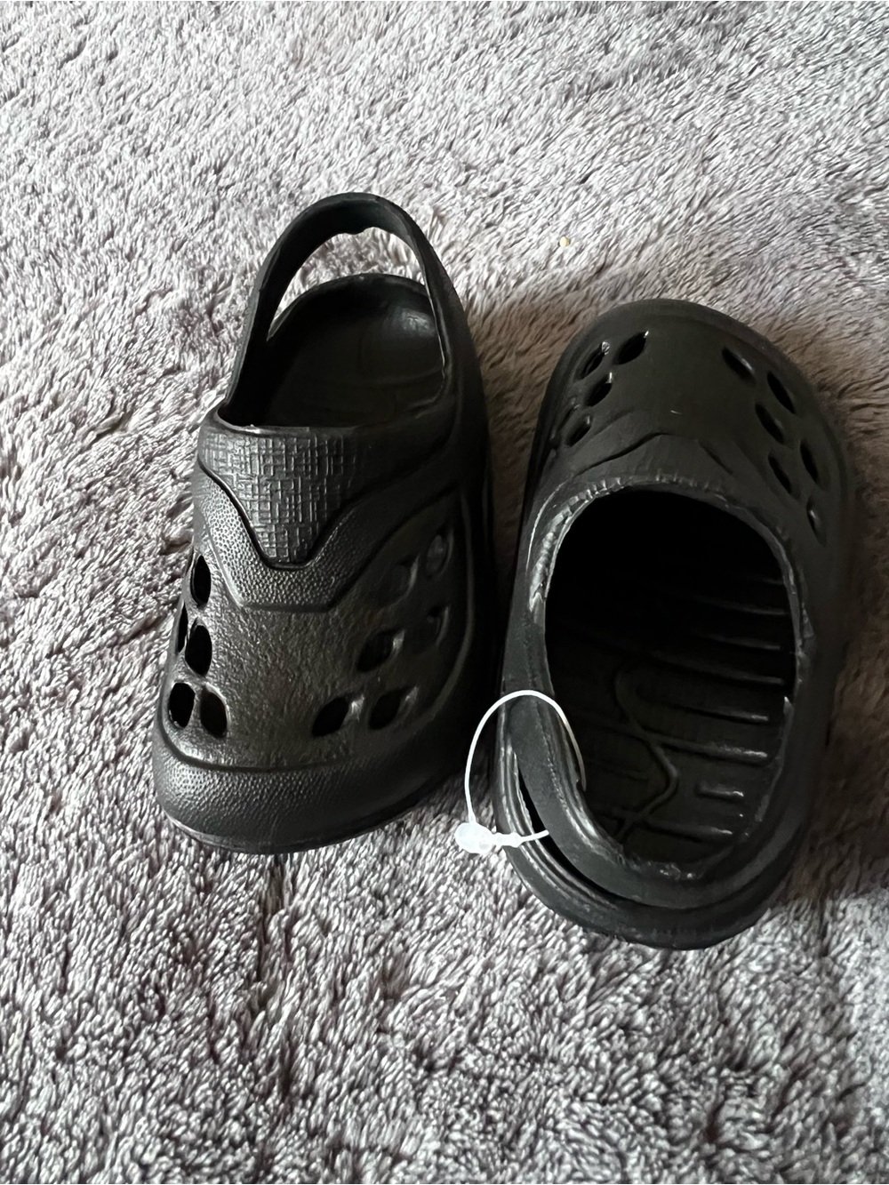 Children's Black Slip-On Sandals with Vent Holes and Back Strap